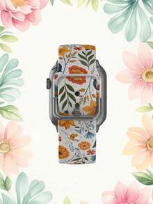 1条简约花卉图案TPU表带，兼容38/40/41/42/44/45/49mm Ultra/SE/9/10/8/7/6/5/4/3/2/1 - 彩色 - 查看 6