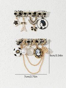 1pc Elegant Palace Style Shiny Tassel Crown Brooch Pin, Gold Color Decor Accessory, Luxury Jewelry Brooch For Women, Suitable For Daily Wear, Gift For Dates - classic - View 7