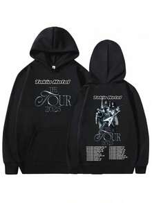Tokio Hotel 2025 Tour Hooded Sweatshirt - Official Band Merchandise With THOMAS, Gustav, Pascal, Pascal - Men's & Women's Oversized Pullover, Concert Tee For Fans, Machine Washable Black Hoodie With Tour Dates & Band Members Design, German Rock Band Retro Style Casual Hip Hop Sweatshirt For Men & Women, Long Sleeve Pullover With Front Zipper Closure - màu đen - Xem 6