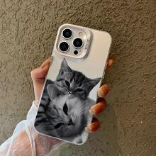 Funda de Teléfono Estética de Gato Lindo para iPhone 16 Pro Max, 16E, 11, 15, 14, 13, 12 Pro Max, Funda Protectora a Prueba de Golpes, Regalo de Cumpleaños y San Valentín para Mujeres, Hombres y Amantes de Gatos - [plata] - Ver 11