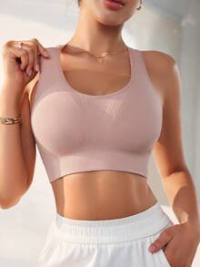 3 piezas Sujetador deportivo sin costuras para mujer, cómodo y con corte corto, ideal para yoga y fitness. - Multicolor - Ver 4