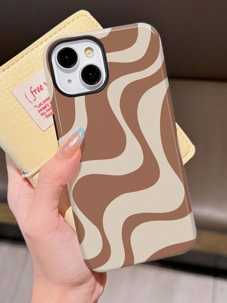 Wave Ripples 1pc Glossy Artistic Water Wave Pattern 2-In-1 Protective Hard Phone Case Compatible With Samsung/ 11/12/13/14/15/16/17 Pro Max - Multicolor - View 1
