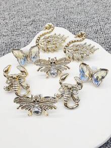 2pcs Punk Style Golden Resin Butterfly & Scorpion Shoelace Charms, Sparkling Rhinestone Swan Shoelace Buckles, DIY Accessories, Personalized Spider Shoe Clips Decor, Suitable For Women's Lace-Up Sneakers & Boots, Christmas, Halloween, Valentine's Day, Birthday, Holiday Party Gifts (Shoes Not Included) - Multicolor - View 8