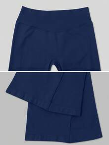 1pc Women High Waist Seamless Shaping Flare Yoga Pants - Navy Blue - View 4