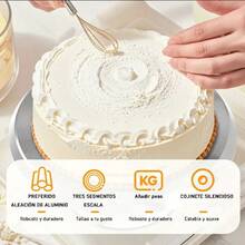 10 Pulgadas Soporte Giratorio para Pasteles, Bordes Redondeados Plato Giratorio Duradero para Decoración de Pasteles, Aleación de Aluminio, Base giratoria para pastel, Soporte Giratorio para Decoración de Pasteles, Rodamiento Silencioso, Plato Giratorio Resistente para Decoración de Pasteles - Blanco - Ver 3