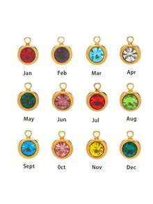 1pc Customized Birthday Flower Name Infinity Symbol Necklace, Women's Stainless Steel Gold Birthday Stone Pendant Necklace, Birthday Party Jewelry Gift - Multicolor - View 3
