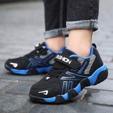 Zapatillas deportivas informales para niños con suela suave y doble malla - Azul - Ver 2