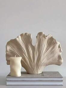 1个大型扇形花瓶，树脂砂纹花瓶，适合家居装饰和客厅桌面摆设