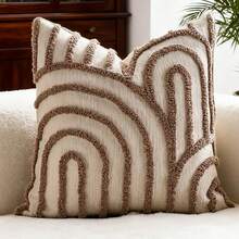 1 buah/2 buah Set Sarung Bantal Pola Geometris Setengah Lingkaran, Sarung Bantal Persegi Bordir Beludru Lingkaran Kanvas, Untuk Penggunaan Sehari-hari di Kamar Tidur, Ruang Tamu, Sofa, Halaman, Dekorasi Taman, Tanpa Isi 30*50cm 45*45cm - Kopi ringan - View 11