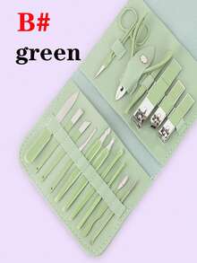 16pcs Professional Stainless Steel Manicure And Pedicure Set, Includes Nail Clipper, Scissor, Ear Pick And Travel Kit, Foot And Beauty Care Tools For Experts