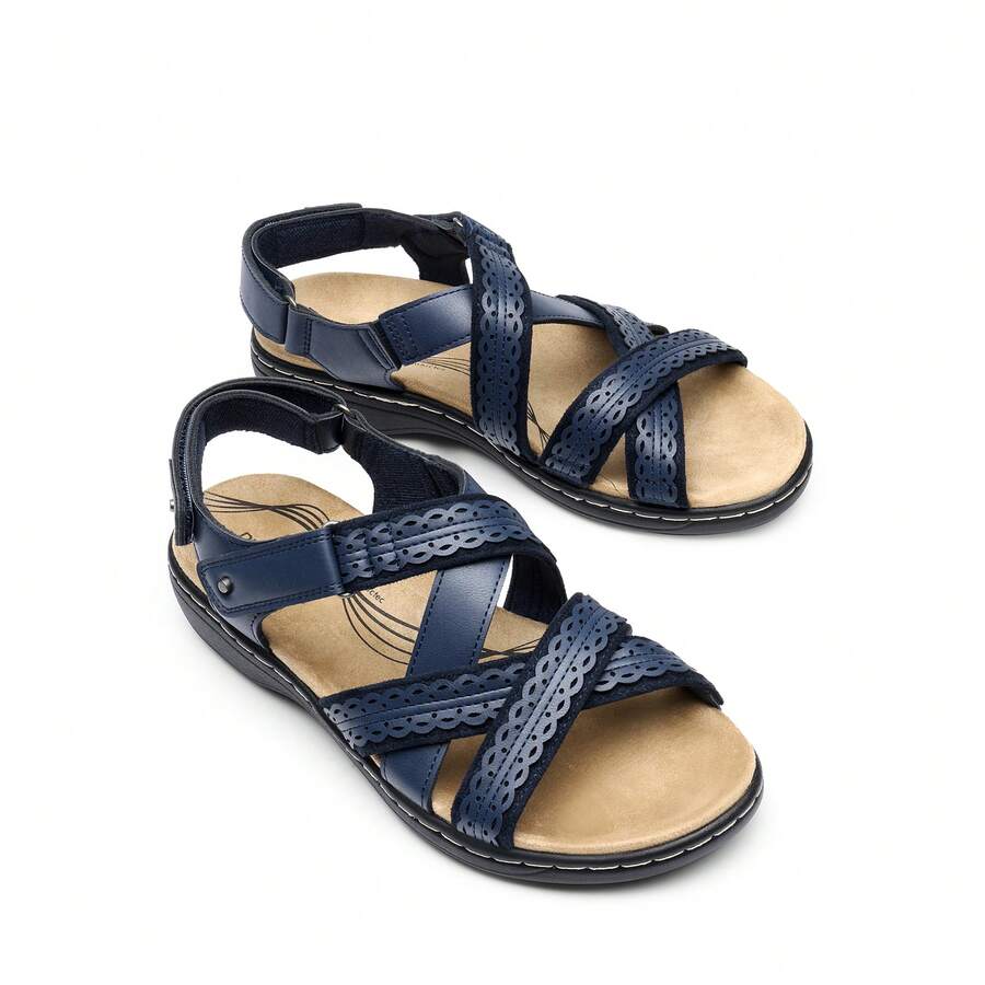 Women Flats Sandals Comfortable Open Toe Walking Sandals With Multiple Adjustable Straps Summer Casual Dress Comfortable Shoes - Blue - View 1