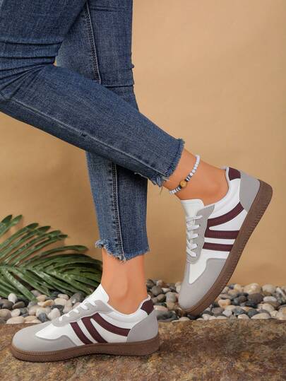 aoqilun 2025新款春秋轻便圆头加大码百搭休闲运动鞋，防滑耐磨厚底软底舒适女鞋