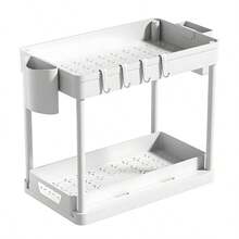1pc Sliding Mechanism Shelving Unit, Portable Collection Rack, Multi-Use Storage Rack, For Vanity Occupants White/Black Accessory Categorized Shelf, Sliding Drawer Unit, Convenient Item Organizer - 白色-1件 - 查看 9