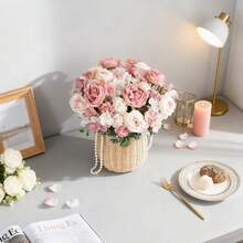 1/80 chiếc hoa mẫu đơn nhân tạo lãng mạn dùng làm đồ trang trí trung tâm bằng nhựa hoa cẩm tú cầu hoa hồng lụa hoa cúc cây giả lá cho phòng cưới tại nhà khách sạn tiệc sự kiện quà tặng năm mới cắm hoa cầm tay cho ngày lễ tình nhân đám cưới/nhà/phòng ngủ/phòng khách/trang trí bàn/bó hoa cô dâu/vườn ngoài trời - Hồng - Xem 3