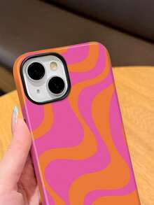 Pink Wave Ripples 1pc Glossy Artistic Water Wave Pattern 2-In-1 Filmstrip Phone Case, Compatible With Samsung/ 11/12/13/14/15/16/17 Pro Max,International Version, Not The Domestic Version - Multicolor - View 4