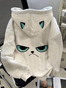 Winter Clothes For WomenINAWLY Women's Casual Letter & American Flag Print Long Sleeve Hoodie Sweatshirt, Autumn/WinterLoose And Comfortablehoodie Christmas Sweatshirt - 淺灰色 3 - 查看 1