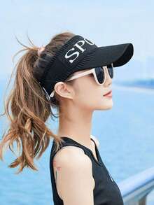 1pc Elastic Knit Visorless Sports Cap, Fashionable Letter Breathable Snapback, Mesh Baseball Cap, Casual Knit Sun Hat, Outdoor Hiking Breathable Cap - Multicolor - View 4