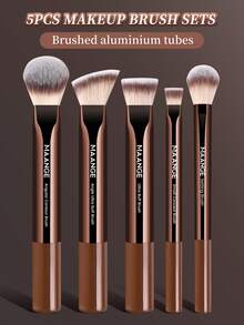 MAANGE 5 piezas/17 piezas/22 piezas Juego de herramientas de maquillaje que incluye 14 piezas Juego de brochas de maquillaje + 1 pieza Bolsa de maquillaje + 2 piezas Accesorios de borla de aire Brocha de base Brocha de rubor Brocha de polvo suelto Brocha de sombra de ojos Brocha de pestañas Brocha de cejas Brocha de labios Brocha Halo Brocha de corrector Juego de brochas de belleza Juego de brochas de maquillaje de viaje Regalo para mujeres y niñas