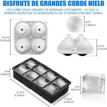 2pcs Molde para Hielos de Silicón en Forma de Esferas y Cubos, Bandejas de Silicona Reutilizables, Moldes para Paletas con Tapa para Cubitos, Cócteles, Whisky, Fácil Liberación, Sin BPA - 1 - Ver 8