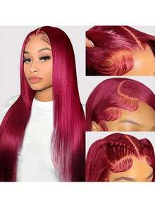 Gemischtes Haar ist aus Echthaar vermischt mit synthetischen Fasern und Proteinfilamenten hergestellt. Synthetische Lace Front Perücke, gerade synthetische Perücke 13x4 Lace lange gerade Lace Front Perücke ohne Kleber für Frauen, mit Baby-Haar vorausgerupft, hitzebeständig, klebefrei, schwarze Perücke für den täglichen Gebrauch Bob (15-40cm)