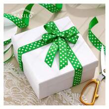 Cinta de grosgrán a lunares de 3/4 de pulgada, carrete de 25 yardas de cinta a lunares verdes y blancos para envolver regalos de Navidad, manualidades DIY, lazos para el cabello, decoración de bodas y fiestas, costura y decoración del hogar - Multicolor 1815 - Ver 2