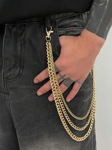 1pc Minimalist Multi-Layer Pant Chain, Street Hip-Hop Punk Accessory - Multicolor - View 1