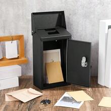 MailboxesYaocom - Buzón de metal con bloqueo de pared para caja de sugerencias exterior caja de donación para colgar en efectivo buzón  con 2 llaves jardín de oficina Balck 10 x 5.5 x 3Mailboxes - Negro - Ver 4