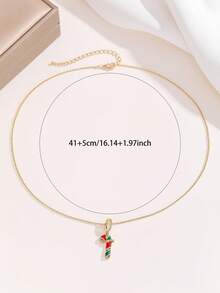 Fashionable Elegant Christmas Candy Cane, Christmas Jingle Bell Pendant Necklace, Holiday Atmosphere Jewelry, Suitable For Holiday Parties, Great Gift For Friends And Family - Fashion Christmas Pendant Necklace - View 6