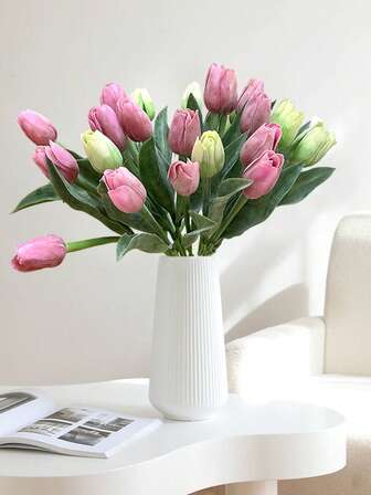 1/10/20 st konstgjorda tulpanblommor, plast PE-material, lämpliga för vårinredning, skrivbordsdekor, rumsdekor, presenter, bordsdekorationer, köksdekor