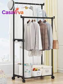 Perchero metálico multifuncional de doble capa y de una sola capa: diseño moderno, ahorra espacio, adecuado para la entrada, el dormitorio o la oficina. - Negro - Ver 1