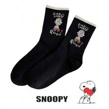SNOOPY 1/3/5/10双装 史努比卡通时尚中筒袜 男女通用，舒适柔软运动袜，季节性中筒袜 - 彩色 - 查看 14