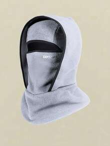 1件男女通用连帽拉法帽，户外防风保暖加厚内衬颈套，纯色，冬季