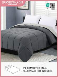 1pc Quilted Comforter - Microfiber Duvet Insert, Suitable For All Seasons, Alternative To Down, Suitable For Home And Dorm, Oeko-Tex Certified - Dark Grey - View 1