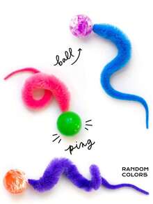 1pc Interactive Cat Lover And Cat Mom Love Toy Magic Worm Ball Elastic Ball Toy Furry Cat Lover And Cat Mom Loveerpillar Teaser Color Radom