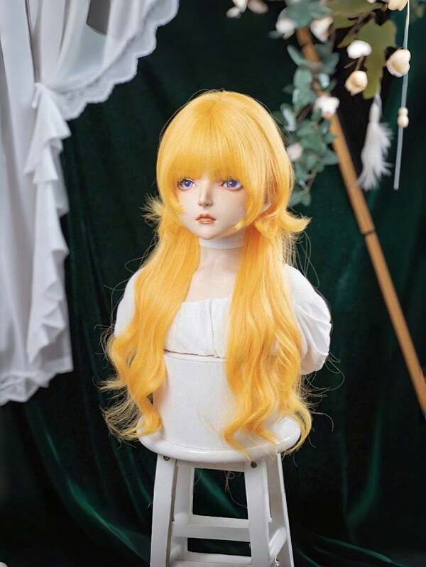 Crafted To Reflect The Charm Of Sunny And Spirited Anime Characters, This Yellow Long Curly Wig Features A Flowing Texture And A Sweet Fringe, Making It An Ideal Choice For Cosplayers Looking To Create An Eye - Catching And Faithful Portrayal Of Their Favorite Cheerful Heroines At Anime Events, Themed Parties, Or Creative Gatherings