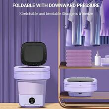 Tragbare Mini 11L Waschmaschine zum Falten, Faltbare Waschmaschine, Waschtrockner,  Tragbare Waschmaschine, Timer, Leiser Betrieb, Effiziente Reinigung, Blaulicht + Abflusskorb + Abflussrohr, Geeignet für Reisen, Wohnungen, Babykleidung, Socken - EU C-Typ Stecker (220-240V) - Übersicht 8