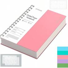 EMSHOI - Cuaderno en espiral A5 con puntos pequeño 5.7 x 8.2 pulgadas 300 páginas/150 hojas papel de cuadrícula de puntos de 100 g/m² tapa dura impermeable para oficina escuela mujeres hombres - Rosa - Ver 1