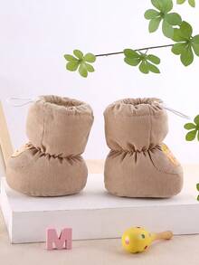أحذية أطفال دافئة ناعمة القاع مع بطانة حرارية، أحذية أطفال شتوية - كاكي - مشاهدة 13
