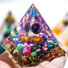 Natural Crystal Energy Generator Pyramid Peridot Amethyst Reiki Healing Chakra Resin Pyramid Egyptian Decor Room Decoration 1pc - 1pc 5cm/1.96inch - View 4