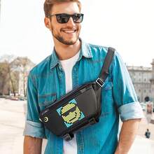 GCCSJ LED Chest Bag,App-Controlled LED Sling Bag – DIY Pixel Art Programmable Shoulder Bag For Men Women, Light Up Waterproof Chest Bag For EDC Rave Parties Festivals Gifts Cyclist Daypack - Black - View 5