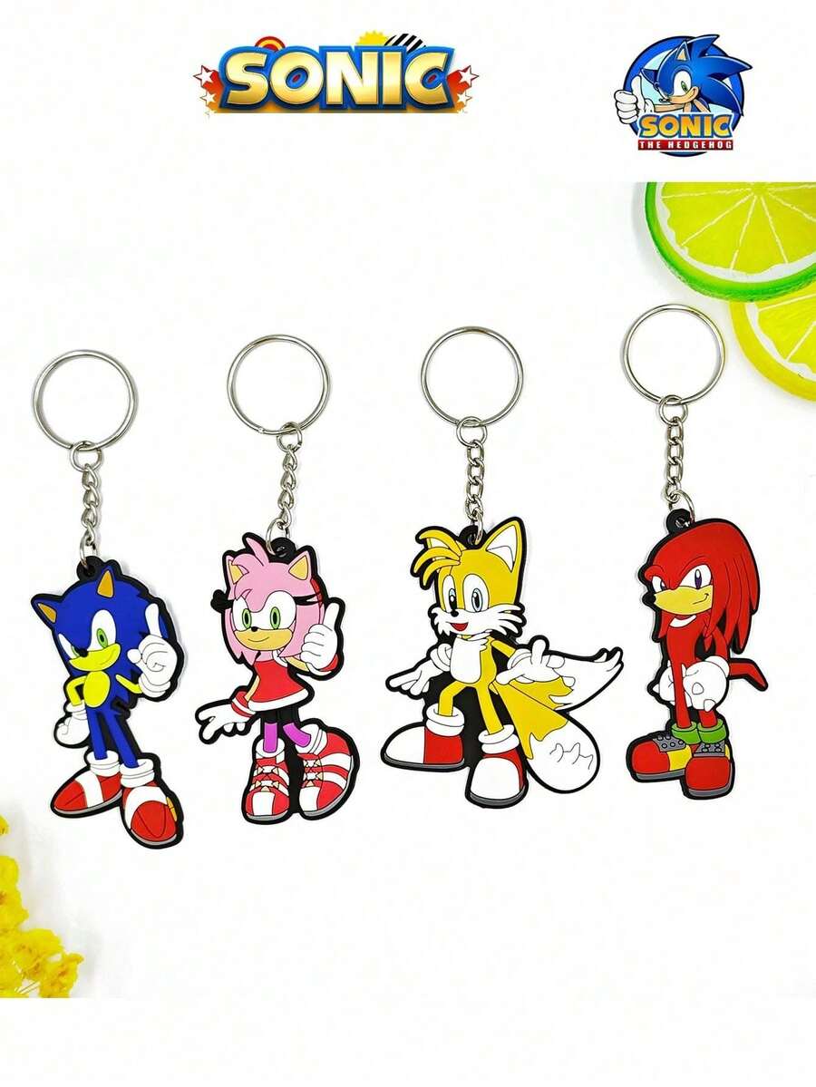 4件套卡通人物钥匙扣吊坠，装饰玩偶挂件，可用于包包、钥匙，节日派对礼物，玩具 - 彩色 - 查看 1