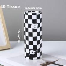 4/2/1 pieza Caja de pañuelos de coche clásica en blanco y negro con patrón de vaca, contenedor de pañuelos de coche con diseño cilíndrico elegante, dispensador de pañuelos de viaje portátil y redondo con 40 pañuelos faciales para ajuste universal en automóvil, hogar y oficina, paquete de pañuelos decorativos - Multicolor - Ver 2