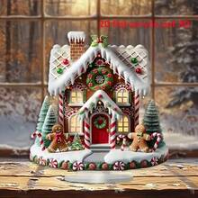 1 Stück klassisches Lebkuchenhaus aus Acryl, Weihnachtsparty Tischdekoration, festliches Feriengeschenk, Heim- und Fensterdekor, multifunktionale Schreibtischverzierung, englischer Text
