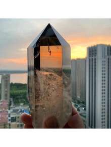 1pc Smoky Tower, Luster MinerPure Crystals, The Perfect Home Decor With A Unique Holiday Gift(Natural Stone Has Natural Cracks And Grooves - Brown - View 9