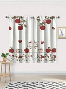 NOSBEI 2pcs Modern Style Faux Embroidery Fruit Print Curtains, 100% Polyester Fabric (Curtain Rods Not Included), Suitable For Decorative Outdoor Spaces Such As Living Room, Bedroom, Kitchen, Bathroom - Multicolor - View 6