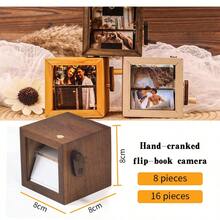 Drawelry 3D Rotating Photo Cube, Custom Flip Picture Frame Holds 8/16 Photos Wooden Display Decor, Funny Unique Gift For Family Couples Birthday Anniversary Present (Burlywood)