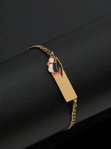 1pc Customized Minimalist Fashionable Colorful Drip Oil Name Engraved Bracelet, Gold/Silver 18K Gold Plated Stainless Steel Material, Adjustable Chain With Personalized Engraving - Birthday/Anniversary Gift For Him, Unique Ideal Gift For Him, Ideal Gift For Her, Boyfriend, Girlfriend, Dad, Mom, Family, Friends, Grandparents Anniversary, Birthday, Daily Wear, Wedding, Graduation, Prom, Party - Multicolor - View 15