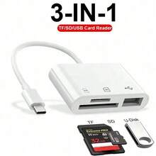 1 Pack 3-in-1 SD/USB Speicherkarten-Leser kompatibel mit iPhone 17 Pro Max/17 Pro/17 Plus/17/16/15, S25/824/S23/S22/S21, iPad Serie, Laptop Serie Kartenleser