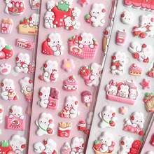 Strawberry Bunny Cartoon EVA Foam 3D Stickers, Cute Girl Diary Decorative Stickers, DIY Toys, Lovely Planner Stickers, Creative Christmas/Easter Gifts For Kids, Fun Educational Stickers, Cartoon Stress Relief Stickers For Phone Cases, Planners, Crafts