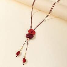 قلادة طويلة من سبيكة الألومنيوم والراتنج بتصميم عشوائي، بأشكال وألوان وأنماط متنوعة، بأسلوب عطلة عادي